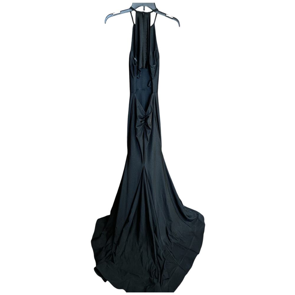 Sherri Hill Black Halter Evening Gown Size 2 Cutout Back Formal Dress Gala Prom - Picture 4 of 6